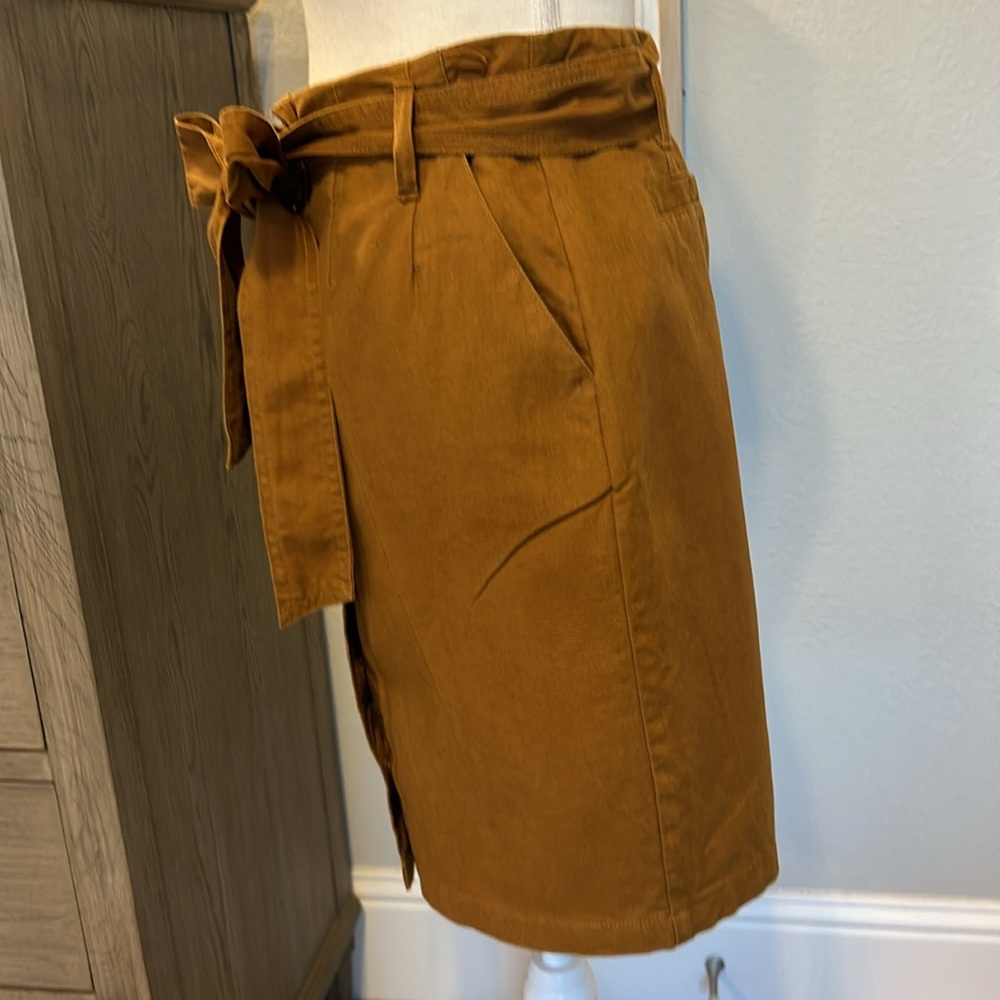 Boden Leonora Blended Linen Belted Front Button A-Line Skirt, Size 2P - Picture 6 of 13